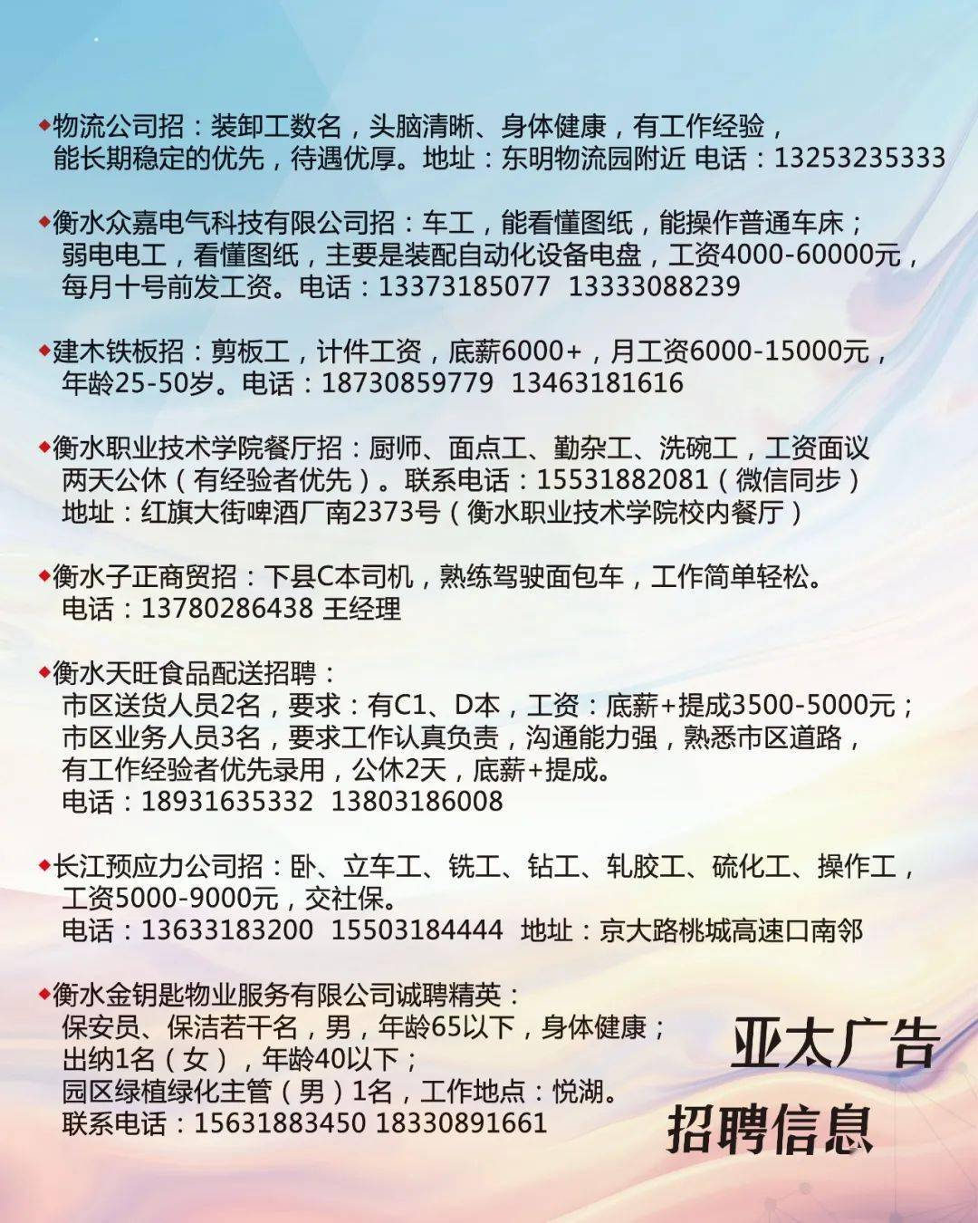 最新台前招工信息汇总，求职者的福音！